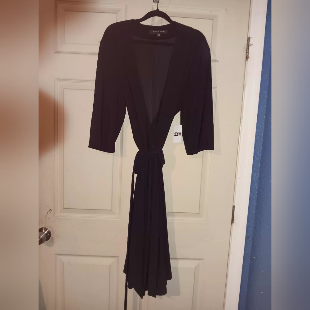 Design Collective Elegant Black Wrap Dress Womens Sz 2XW